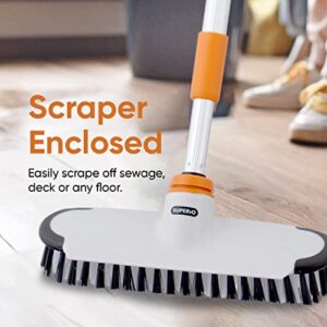 Superio Deck Scrub Brush Head, Heavy Duty Stiff Bristles Grout Scrubber with Scraper - Cleans Hot Tub, Swimming Pool, Granite Tiles, Bathroom, Patio, Kitchen, Wall and Deck (Refill Brush Head)