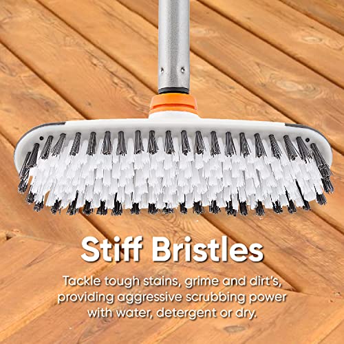 Superio Deck Scrub Brush Head, Heavy Duty Stiff Bristles Grout Scrubber with Scraper - Cleans Hot Tub, Swimming Pool, Granite Tiles, Bathroom, Patio, Kitchen, Wall and Deck (Refill Brush Head)