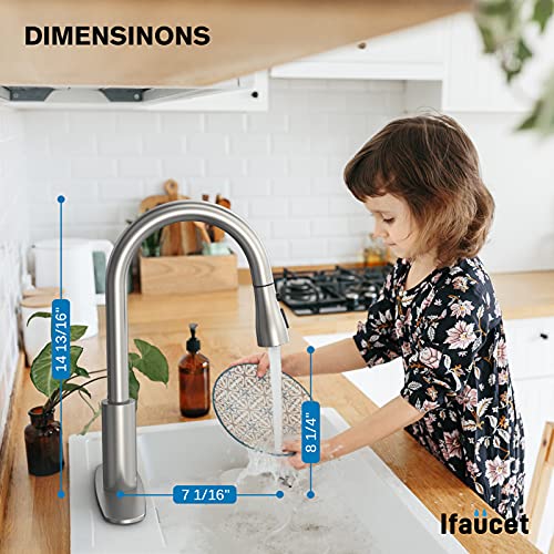 Kitchen Faucets, Kitchen Faucet with Pull Down Sprayer, High Arc Single Handle Kitchen Sink Faucet with Water Lines, Brushed Nickel Kitchen Faucet with Sprayer, RV Kitchen Sink faucets