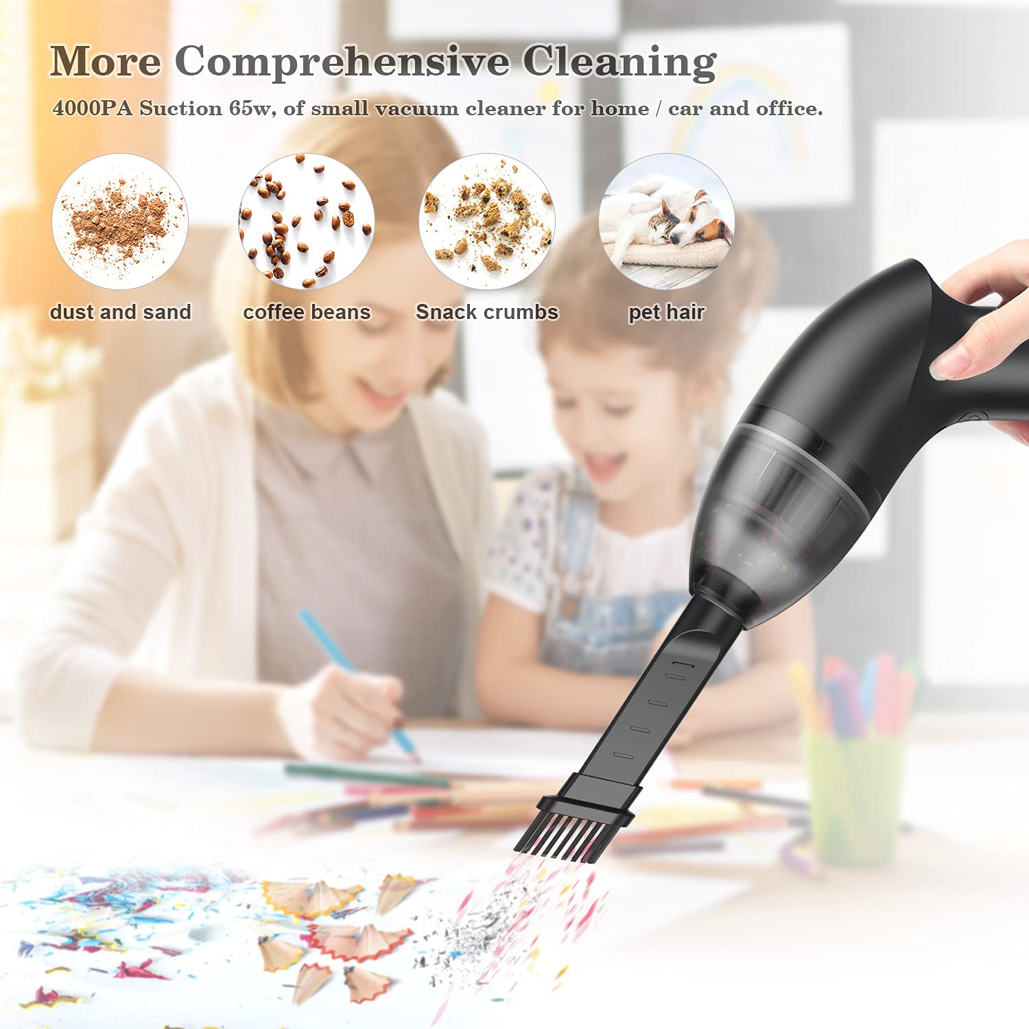 HONKYOB Keyboard Vacuum Cleaner Mini Vacuum Cleaner Rechargeable Cordless Vacuum Desk Vacuum Cleaner Computer Vacuum Cleaners with LED Light for Cleaning Dust,Hair,Crumbs,Car, Sewing Machine(H043)