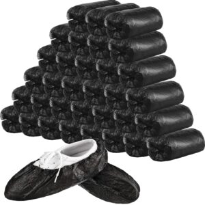 satinior 400 pieces (200 pairs) disposable boot and shoe covers for floor, carpet, shoe protectors, durable non-slip (black)