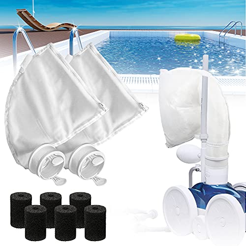 gulrear Replacement for Polaris Pool Cleaner Parts, Come with 2 pcs Compatible Polaris 280 Bag and 6 pcs Sweep Hose Scrubber Fit Polaris 280 480 Pool Cleaner All Purpose Filter Bag for Most Debris