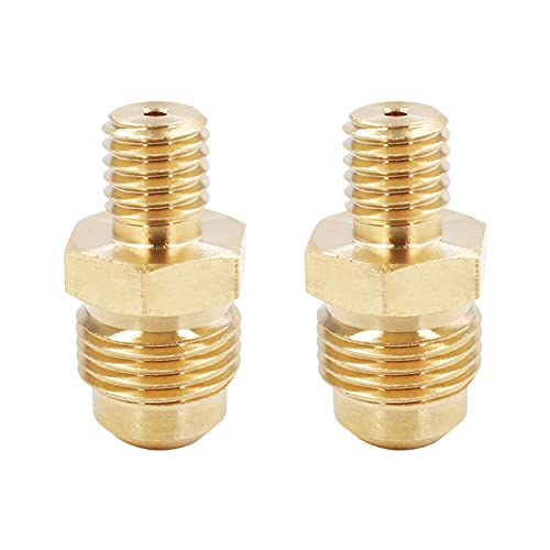 MENSI Brass Propane Gas Jet Nozzle Sprayer 1.96mm Orifice（0.0772"） with 3/8" Male Flare and M10x1.5mm Thread for Burner Inlet for Fire Pits, 2 Pack