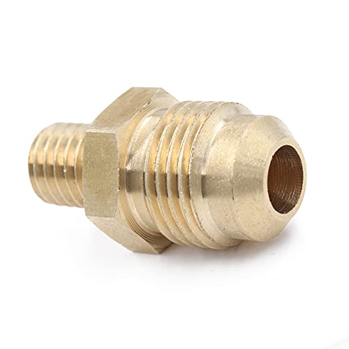MENSI Brass Propane Gas Jet Nozzle Sprayer 1.96mm Orifice（0.0772"） with 3/8" Male Flare and M10x1.5mm Thread for Burner Inlet for Fire Pits, 2 Pack
