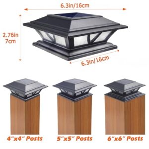 SIEDiNLAR Solar Post Lights Outdoor 2 Modes LED Deck Fence Cap Light for 4x4 5x5 6x6 Posts Patio Garden Decoration Warm White/Cool White Lighting Black (4 Pack)