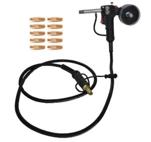 preasion aluminum spool gun fit spoolmate 100 series miller millermatic 180/300371 millermatic 140 180 211 with 10pcs contact tips welding torch welding machine with 9.8ft cable dc24v