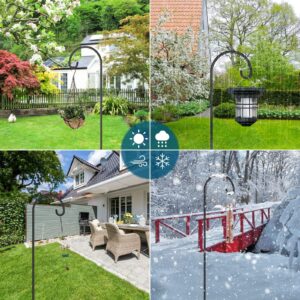 Gtongoko 2 Pack Shepherds Hook 76 Inch, Tall Bird Feeder Pole, Adjustable Shepards Hooks for Outdoor Plant Baskets, Lanterns, Weddings Decor, Solar Lights, Black