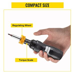 VEVOR Torque Screwdriver, 1/4" Drive Screwdriver Torque Wrench, Torque Screwdriver Electrician 10-50 in/lbs, Torque Range Accurate to ±5%, 5 in-lb Increment Torque Screwdriver with Bits & Case