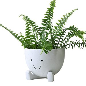 aimebby face flower pot face head planter for indoor plants succulent planters with drainage hole resin planter 4 inches