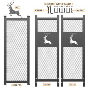 Mr IRONSTONE 4ft Firewood Rack, Outdoor Wood Rack for Firewood Storage Racks, with Hollow Craft Deer Pattern & Iron Grid for Hold Logs of Various Sizes, Heavy Duty Log Storage Bin Indoor for Fireplace