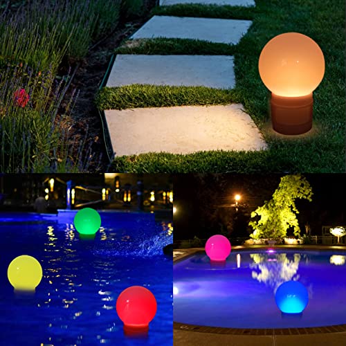 Pool Chlorine Floater, Spa Chemical Dispenser with Solar Ball Light, Floating Chlorine Dispenser Up to 4PCS 3inch Tablets, Pool Chlorinator Easy Open Basket, Bromine Holder for Hot Tub