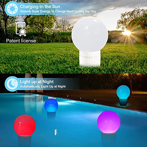 Pool Chlorine Floater, Spa Chemical Dispenser with Solar Ball Light, Floating Chlorine Dispenser Up to 4PCS 3inch Tablets, Pool Chlorinator Easy Open Basket, Bromine Holder for Hot Tub