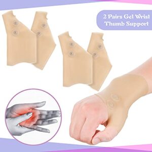 Nuanchu 4 pieces Gel Wrist Thumb Braces Wrist Hand Thumb Gloves Waterproof Wrist Compression Sleeve Hard Thumb Arthritis Brace for Typing Pain Relief, Men and Women (2 Pairs)