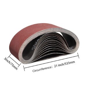 POTUINOM 3 x 21 Inch Sanding Belts 40 Grits - 6 Pack 3 x 21'' Belt Sander Sanding Belts Best Aluminum Oxide Sanding Belt for Sanding Wood,Metal and Paint