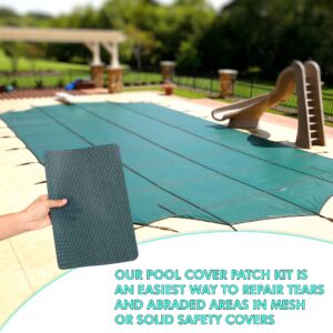 Pool Cover Patches Green 6 Pack - Pool Safety Cover Patch Kit - Swimming Pool Safety Cover Repair Mesh -Self Adhesive Pool Cover Patch Repair Kit Green, Swimming Pool Cover Repair Kit (4 x 8 Inches)