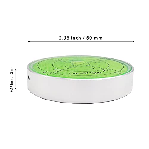 Aluminium High Precision Horizontal Leveler Bubble Level Tool Circle Round 2.4 Inch 60mm (Silver,Green)