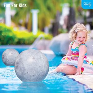 TIALLY 4 Pack Full Moon Solar Floating Pool Lights with Hand Pump for Inflatables - Waterproof 14" Solar Balls for Pool, Party Decor for Outdoor, Easy to Inflate with The Manual Balloon Hand Pump