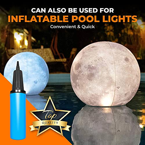 TIALLY 4 Pack Full Moon Solar Floating Pool Lights with Hand Pump for Inflatables - Waterproof 14" Solar Balls for Pool, Party Decor for Outdoor, Easy to Inflate with The Manual Balloon Hand Pump