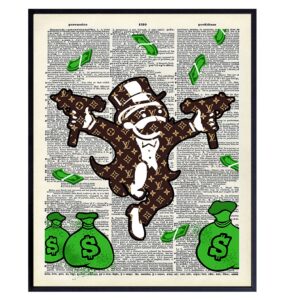 large 11x14 - designer lv monopoly man poster - glam fashion design - urban street art - graffiti wall art print - room decoration for dorm, office, teens bedroom – cool gift – high fashion home decor