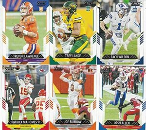 2021 score nfl football complete hand collated set of 400 cards in raw (nm or better) condition - includes 100 rookies. players included in this set are patrick mahomes ii josh allen tom brady (2 cards) tyreek hill and rookies of trevor lawrence justin fi