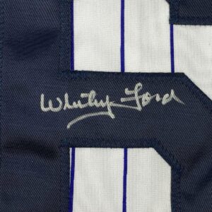 Autographed/Signed Whitey Ford New York Pinstripe Baseball Jersey PSA/DNA COA #3