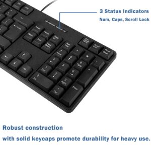 MCSaite Wired PS2 104 Keys Computer Keyboard with Stands,Black,Waterproof - US Layout Compatible for Windows, PC, Laptop