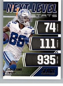 2021 score next level stats #22 ceedee lamb dallas cowboys official nfl football trading card in raw (nm or better) condition