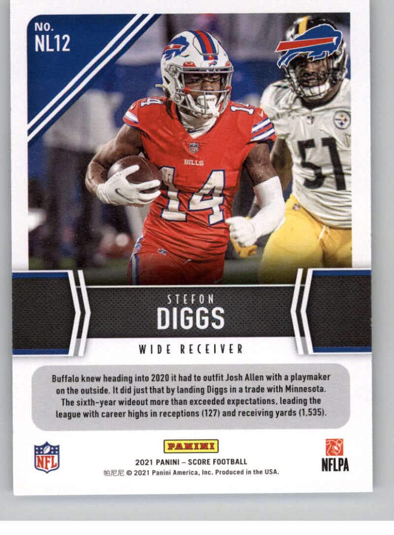 2021 Score Next Level Stats #12 Stefon Diggs Buffalo Bills Official NFL Football Trading Card in Raw (NM or Better) Condition