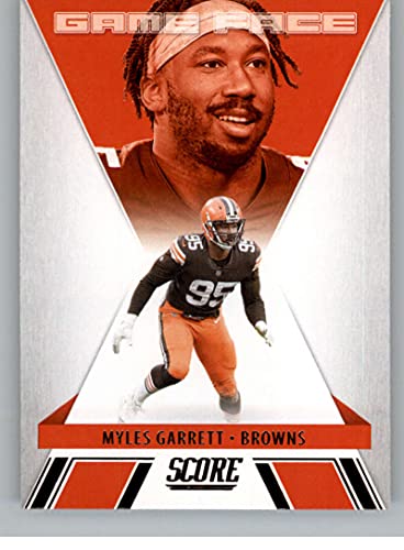 2021 Score Game Face #8 Myles Garrett Cleveland Browns Official NFL Football Trading Card in Raw (NM or Better) Condition