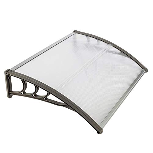 Flandre, Patio Door Window Awning Canopy, Polycarbonate Cover Front Door Outdoor Patio Awning Canopy UV Rain Snow Protection Hollow Sheet (40In x 32In, White CanopyGray Bracket), 40In x 32In, HT 100