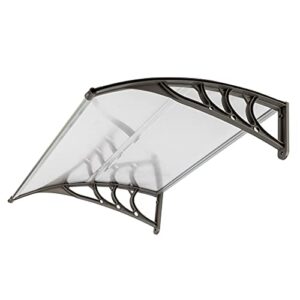 Flandre, Patio Door Window Awning Canopy, Polycarbonate Cover Front Door Outdoor Patio Awning Canopy UV Rain Snow Protection Hollow Sheet (40In x 32In, White CanopyGray Bracket), 40In x 32In, HT 100