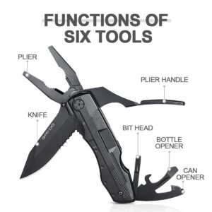 OHMY EXO Multitool Pocket Folding Knife - Stainless Steel Utility Multi Tool Knives for Men - Folding Knife with Pliers, Bottle Opener & More - Tactical Survival Tool for Camping, Hiking, EDC & More