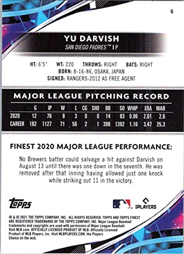 2021 TOPPS FINEST #6 YU DARVISH PADRES BASEBALL MLB