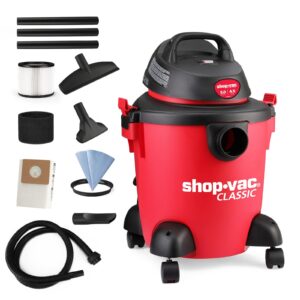 shop-vac 5 gallon 4.5 peak hp wet/dry vacuum, portable heavy-duty shop vacuum 3 in 1 function with attachments for house, garage, car & workshop, 5971536