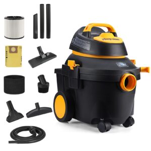 shop-vac 4 gallon 5.5 peak hp wet/dry utility vacuum with svx2 motor technology, 3 in 1 function portable shop vacuum with cart, attachments, 5914000