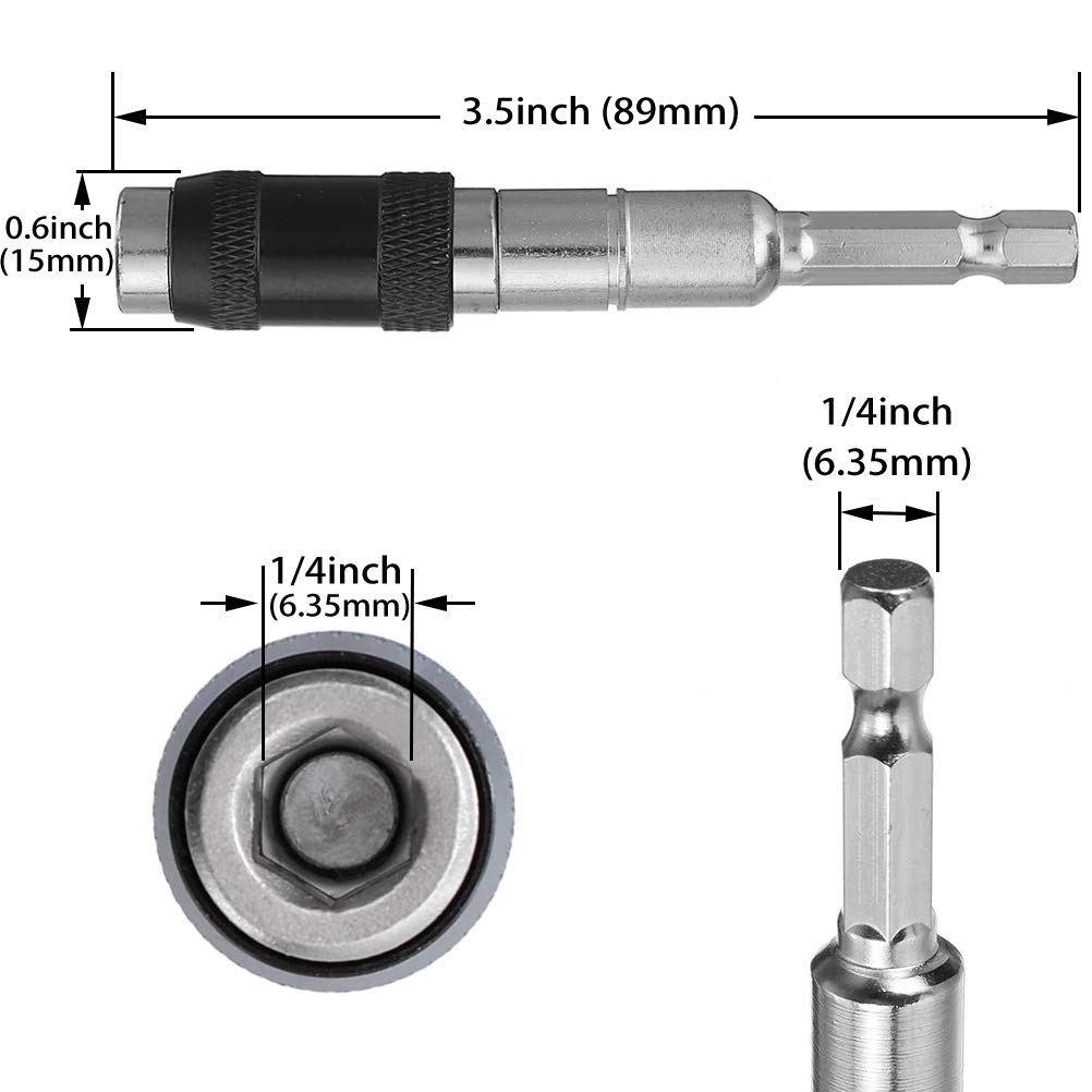 Pivoting Bit Holder Magnetic Pivot Drill Bit Holder Hex Shank Flexible Screwdriver Bit Holder for Tight Spaces 2 Pack