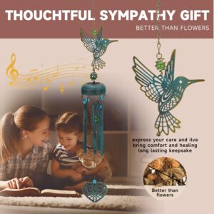 Wind Chimes Outdoor Deep Tone,Hummingbird Memorial Wind Chimes, Retro Windchimes Unique Outdoor Gifts, 27 inch Windchimes with 4 Tuned Tubes, Retro Asphalt Chime for Garden Patio Balcony and Home