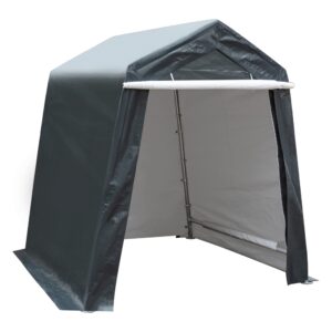 laurel canyon 6x6 ft portable shed storage shelter outdoor carport canopy with detachable roll-up zipper door portable garage tent kit for motorcycle gardening vehicle atv and car, gray