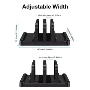 Dofuhem Dual-Slot Vertical Laptop Stand Holder Adjustable ABS Plastic Double Desktop Notebook Dock，Space-Saving for All MacBook/Surface/Samsung/HP/Dell/Chrome Book，Black