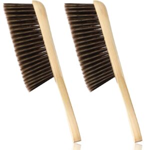 patelai 2 pieces wooden bench brushes, soft bristles, long wood handle, brown