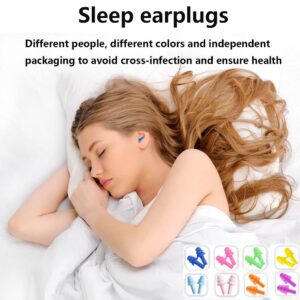 Earplugs for Sleeping Noise Cancelling, Reusable Ear Plugs– Super Soft, Silicone Ear Plug, for Sleeping 8 Pairs, Swimming, Snoring, Concerts, Work, Noisy Places (Color)