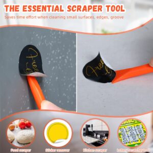 18 Pieces Non-Scratch Plastic Scraper Tool Carbon Fiber Plastic Scraper Multi-Purpose Scraper Pen-Shaped Scraper Cleaning Scraper Tool for Cleaning Small and Narrow Space (Orange)