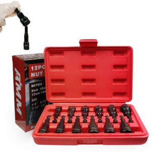amm 12-piece magnetic nut driver set，1/4" hex shank power driver bit set，metric(8-14mm) and sae(1/4-inch - 9/16-inch) ，cr-v steel