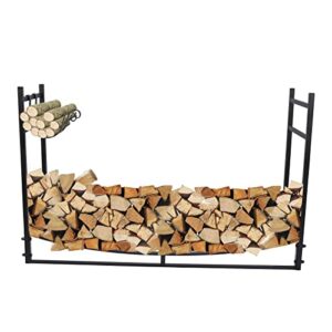 REDCAMP 4ft Firewood Rack with Kindling Holder and Tool Set, Heavy Duty Steel, Black