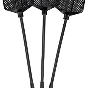 OFXDD Rubber Fly Swatter, Long Fly Swatter Pack, Fly Swatter Heavy Duty, All Black Colors (3 Pack)