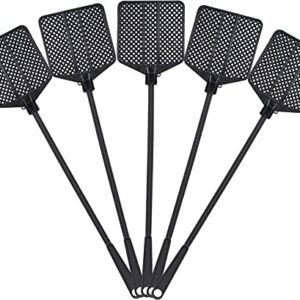 OFXDD Rubber Fly Swatter, Long Fly Swatter Pack, Fly Swatter Heavy Duty, All Black Color (5 Pack)