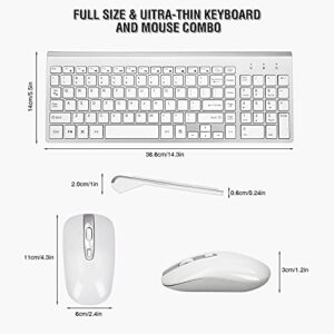 Wireless Keyboard Mouse Combo, RaceGT Energy Saving Silent Ultra-Thin Full Sized Wireless Keyboard and Mouse 3 Level DPI Adjustable Mouse for Computer, Laptop and Desktop