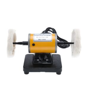luckyhigh electric dual 4-1/4" polisher buffer bench top machine variable speed mini jewelry bench polisher for jewelry, wood, silver, amber polishing