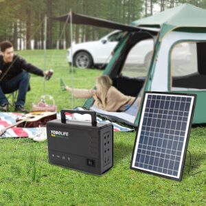 portable solar generator with solar panel,small basic portable generator kit,equipped with usb charging cable,included 4 sets led lights,for home emergency backup power camping outage