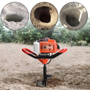 72cc Auger Post Hole Digger - wuyule 3KW 2 Stroke Gas Powered Post Hole Digger for Drill, Earthquake Auger Kit with 3 Extension Rods 3 Auger Bits(4" & 8" & 12")